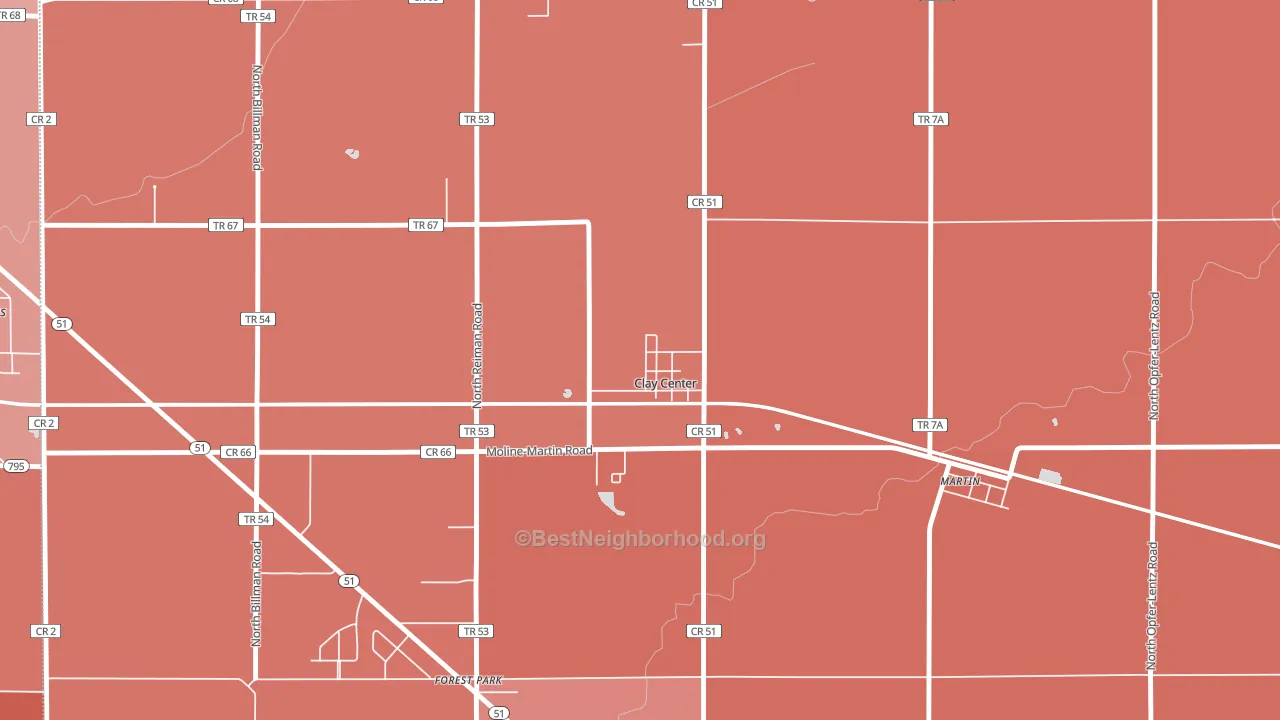 43408, OH block-group political-lean map