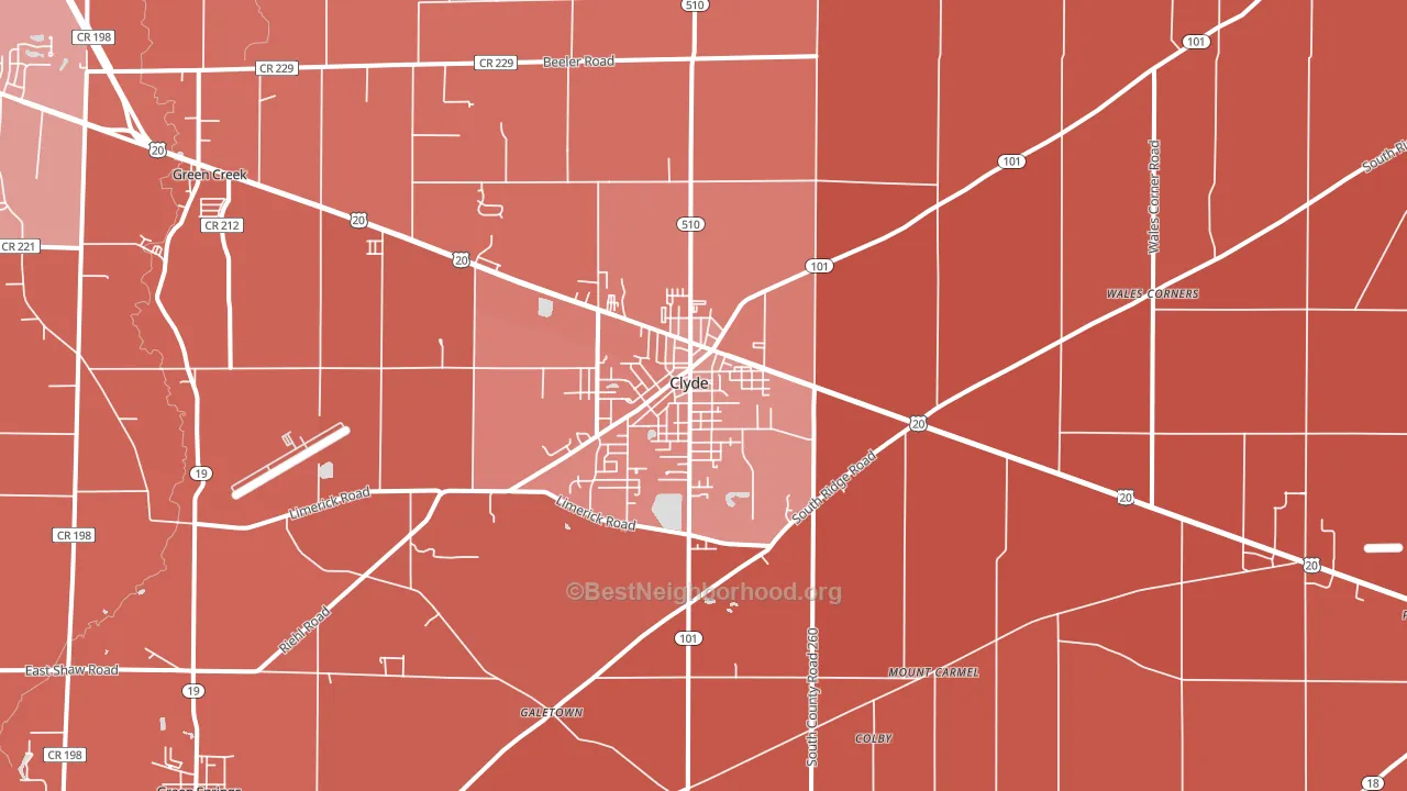 43410, OH block-group political-lean map