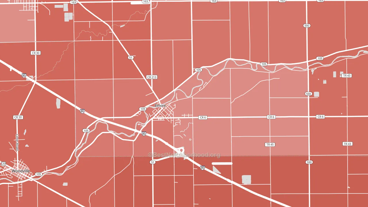 43416, OH block-group political-lean map