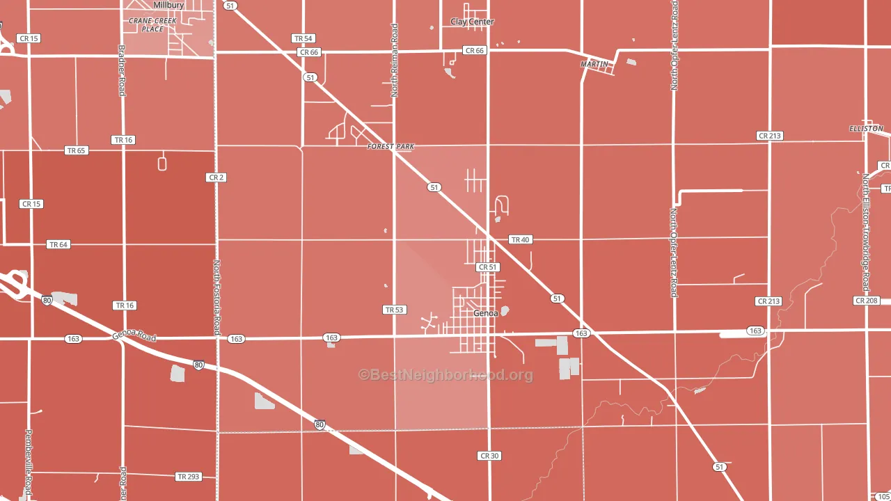 43430, OH block-group political-lean map