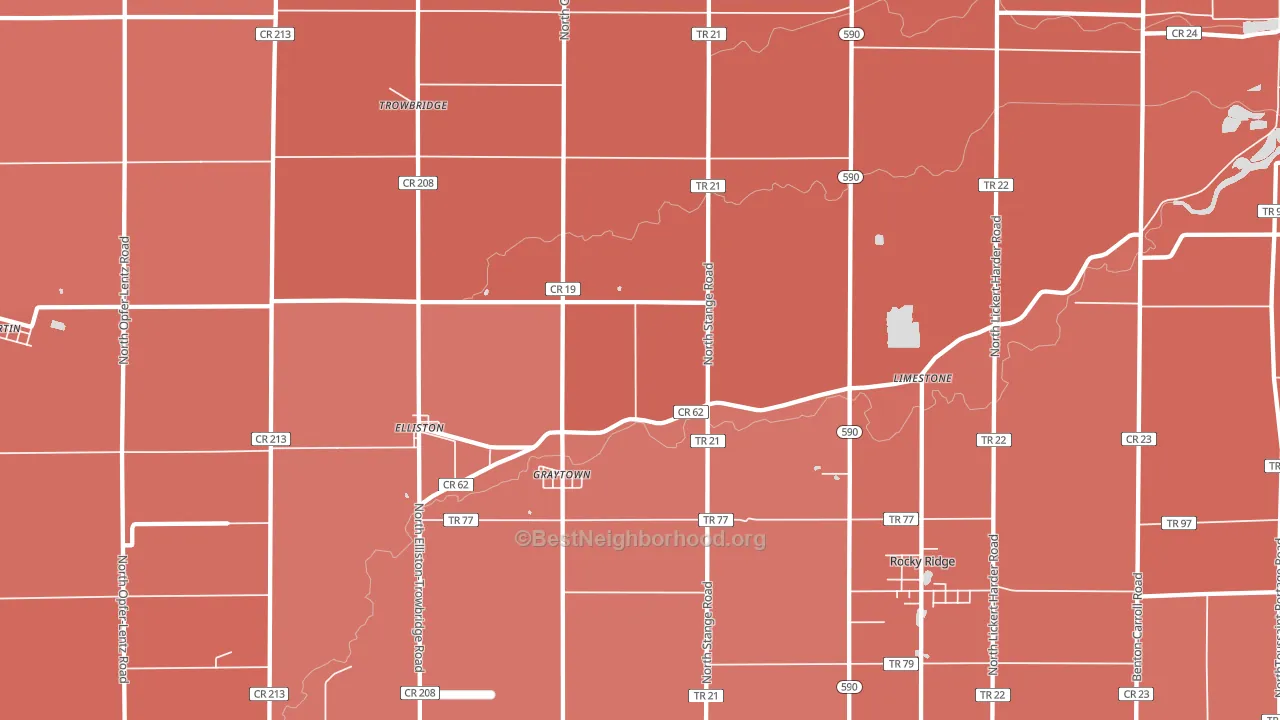 43432, OH block-group political-lean map
