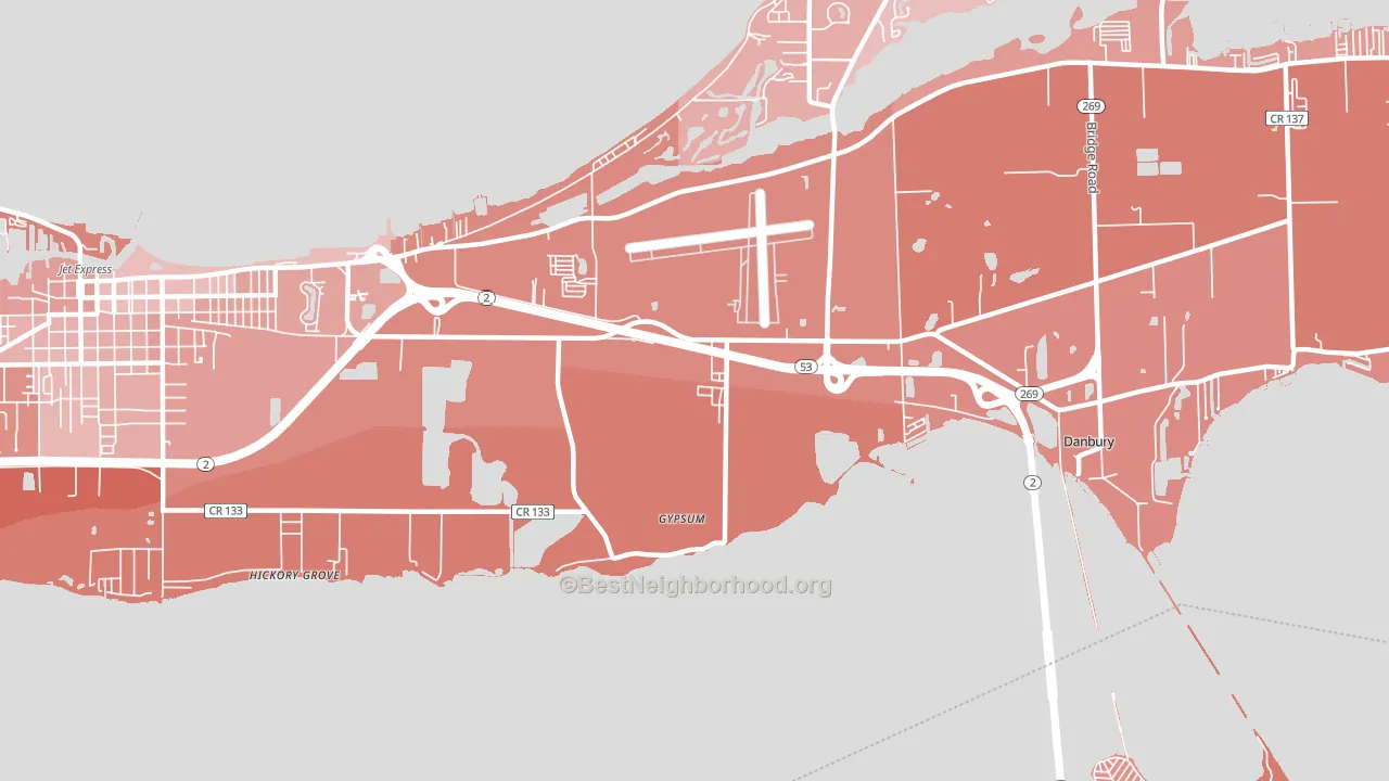 43433, OH block-group political-lean map