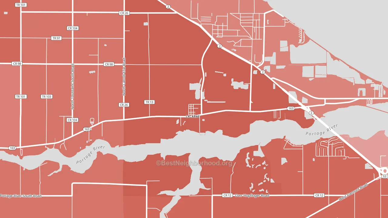 43439, OH block-group political-lean map