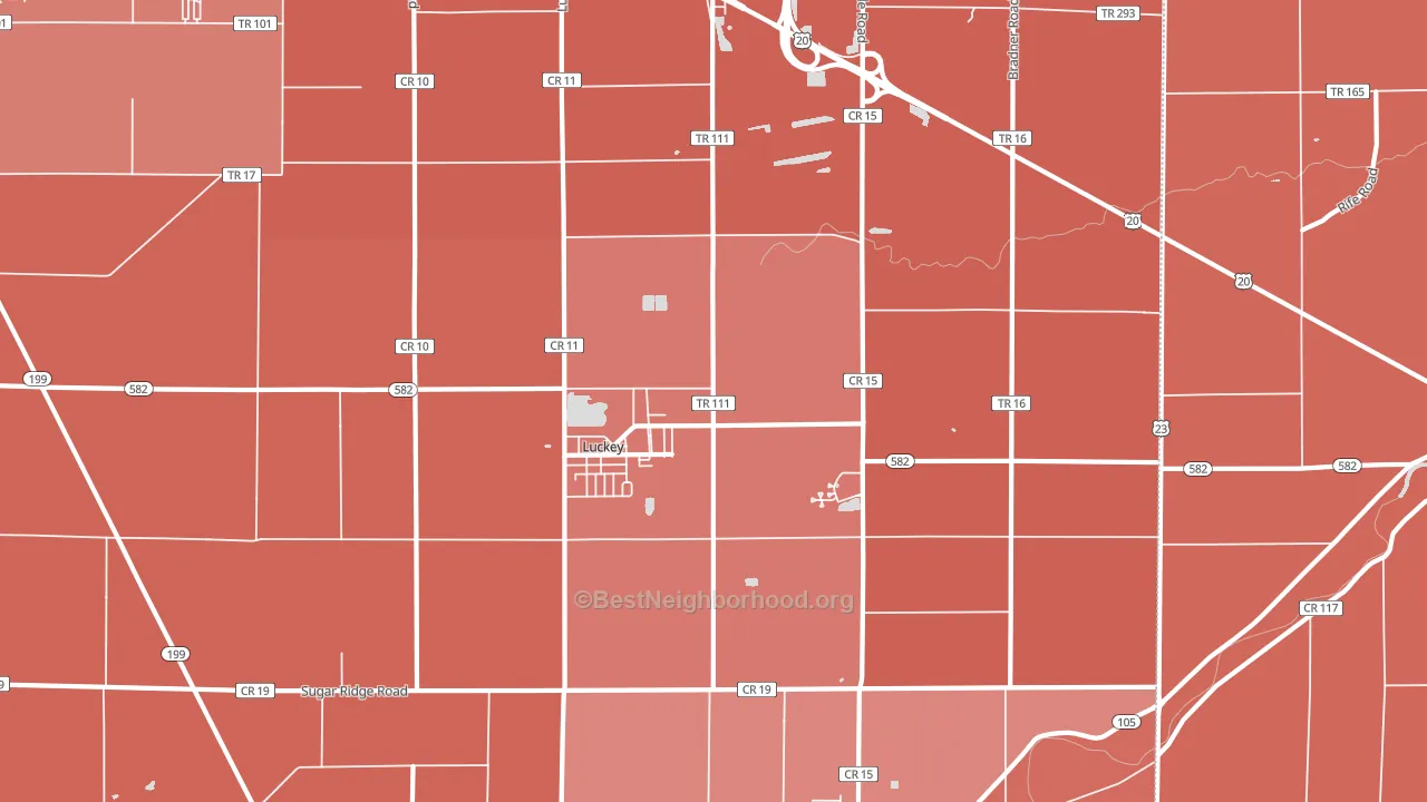 43443, OH block-group political-lean map