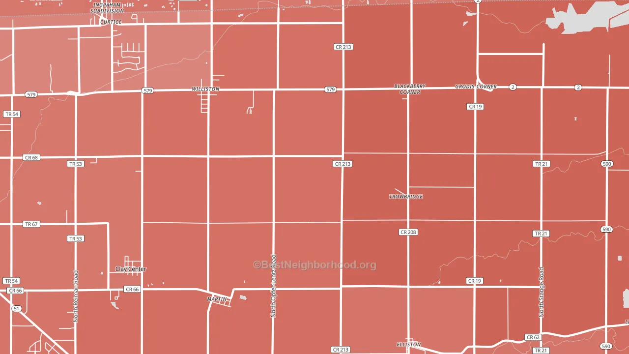 43445, OH block-group political-lean map