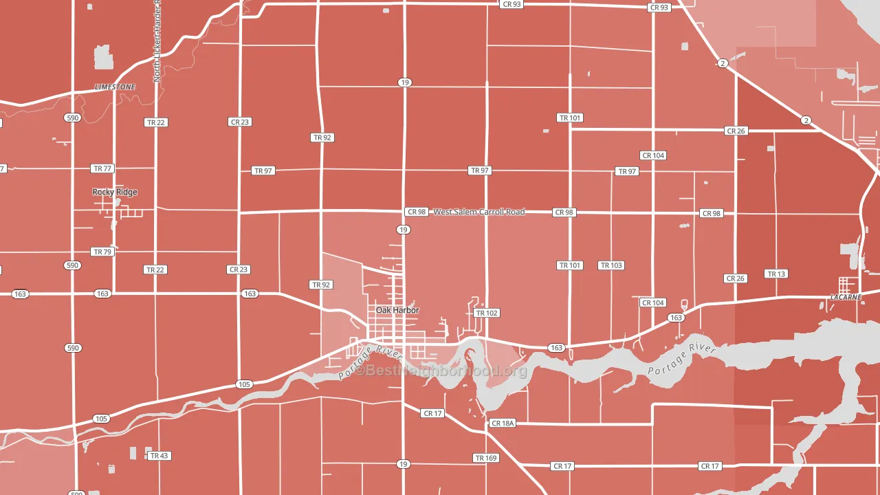 43449, OH block-group political-lean map