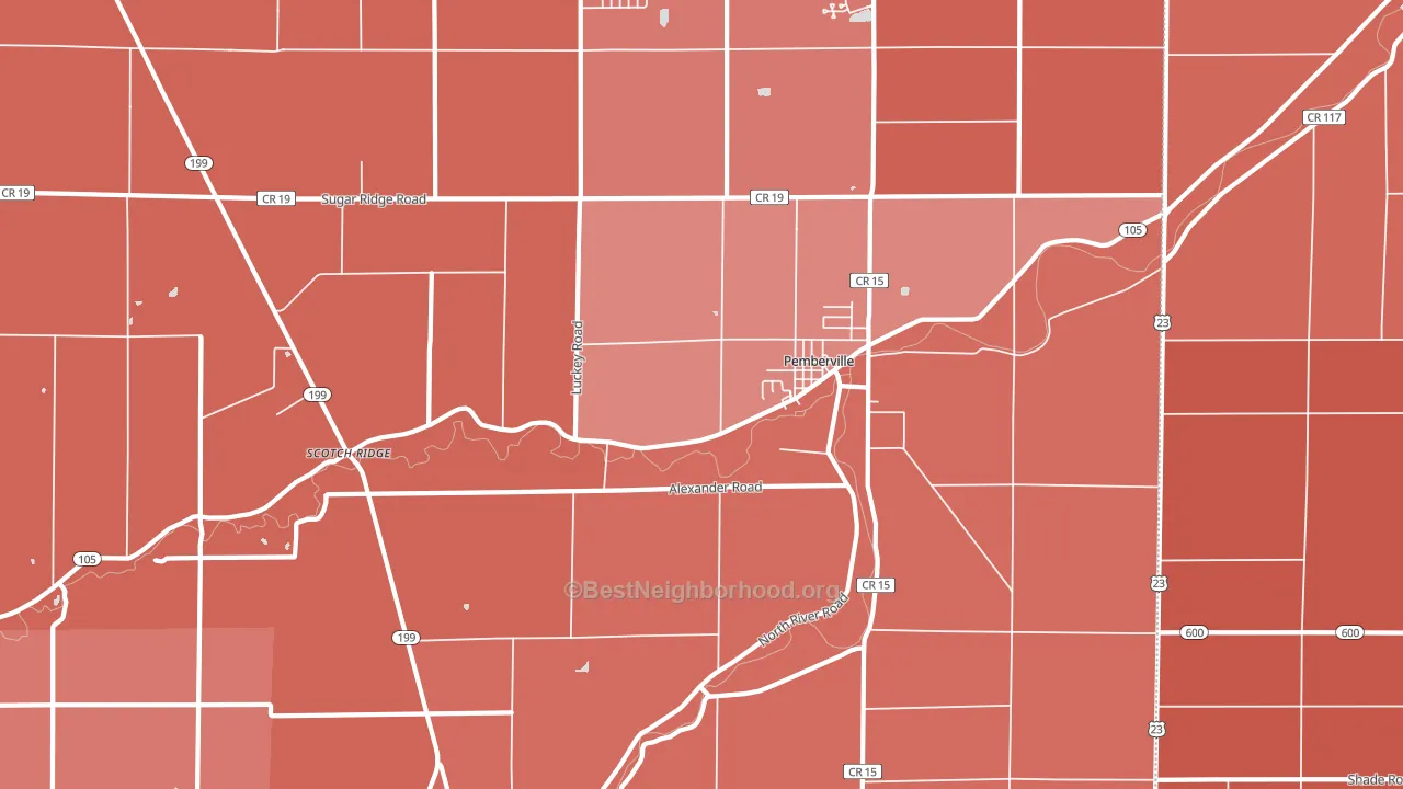 43450, OH block-group political-lean map