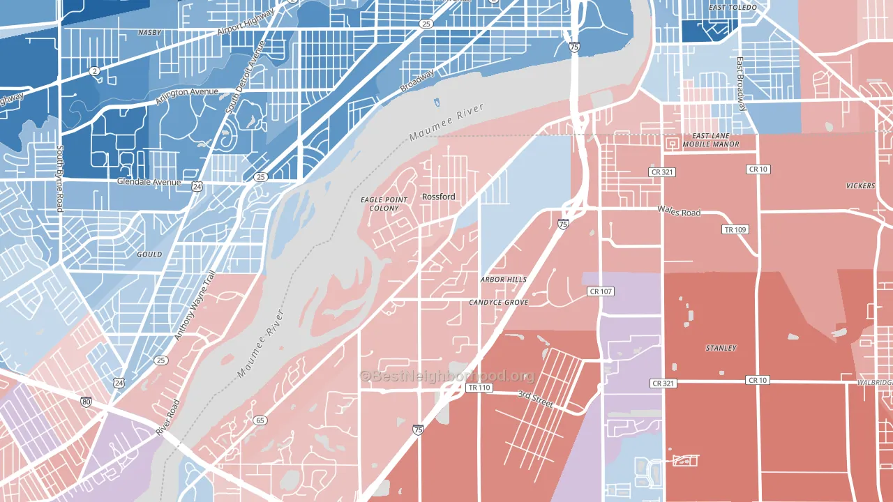 43460, OH block-group political-lean map