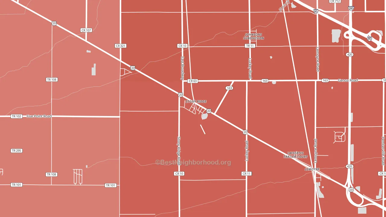 43463, OH block-group political-lean map