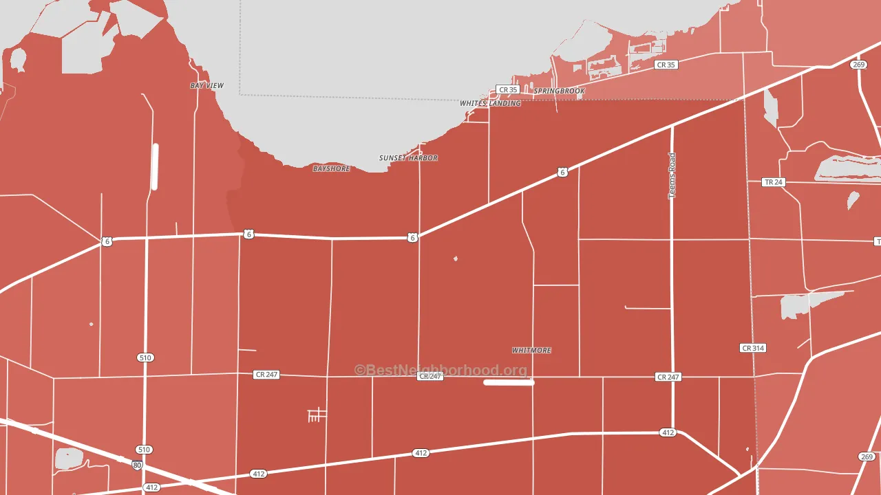 43464, OH block-group political-lean map