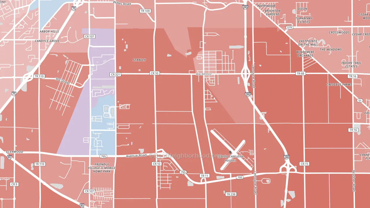 43465, OH block-group political-lean map