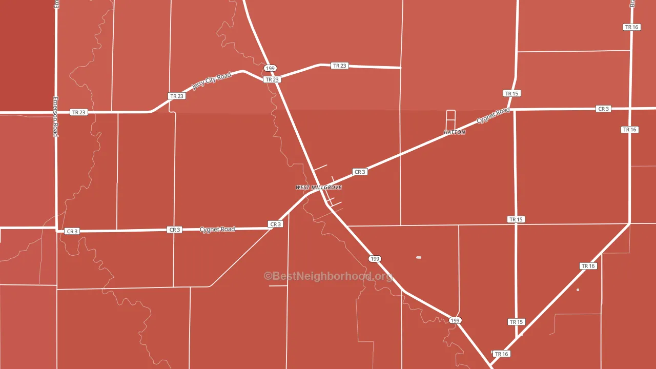 43467, OH block-group political-lean map