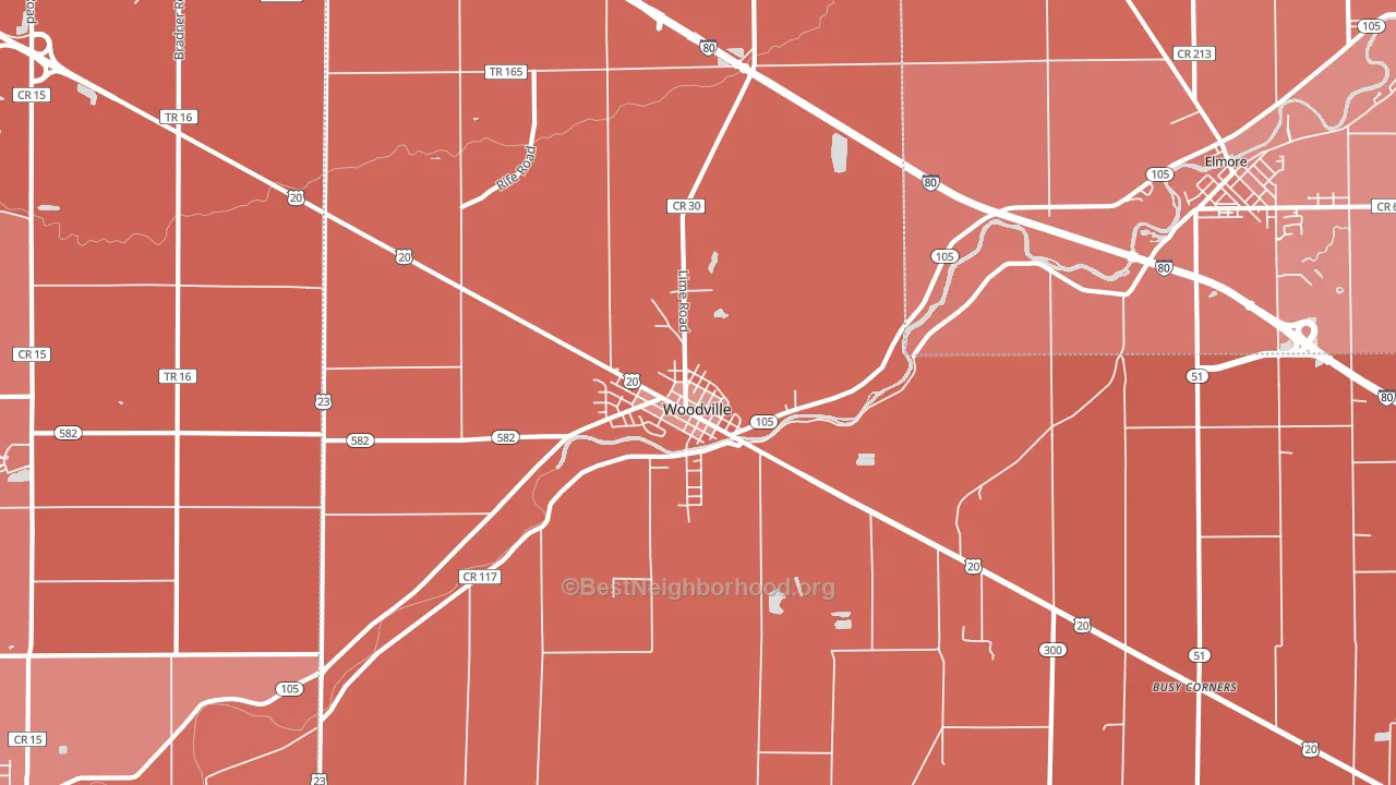 43469, OH block-group political-lean map