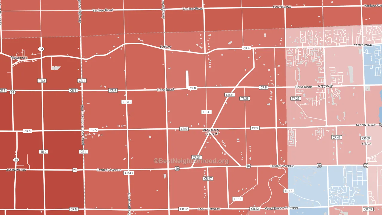 43504, OH block-group political-lean map