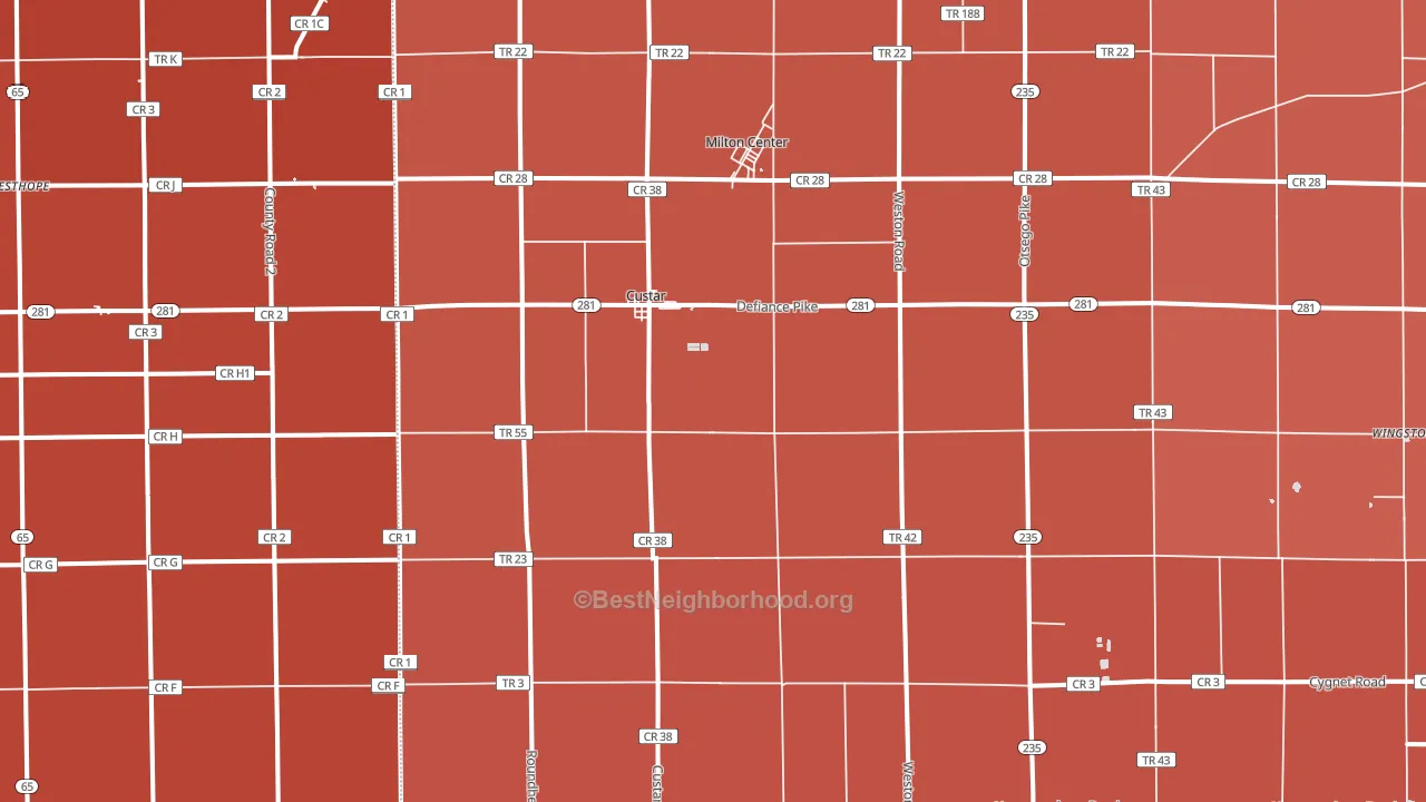 43511, OH block-group political-lean map