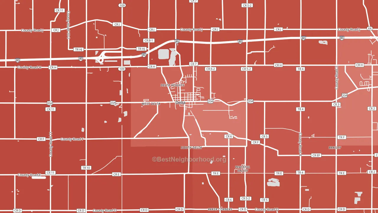 43515, OH block-group political-lean map