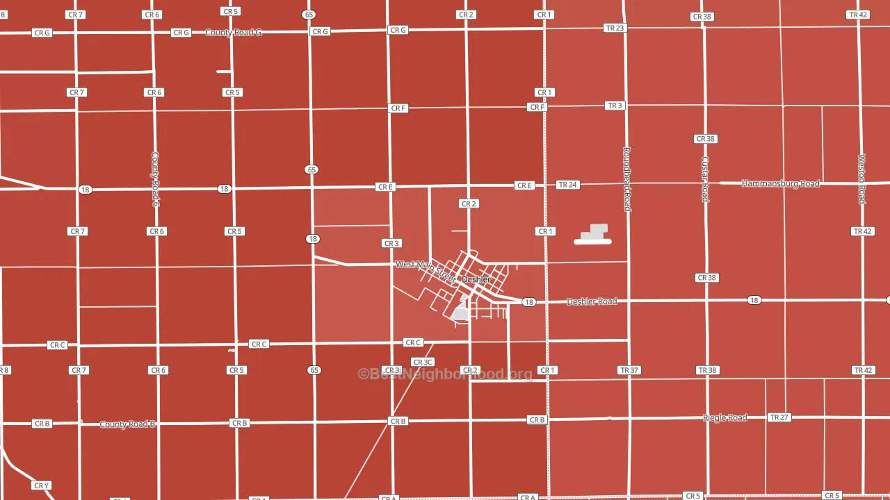 43516, OH block-group political-lean map