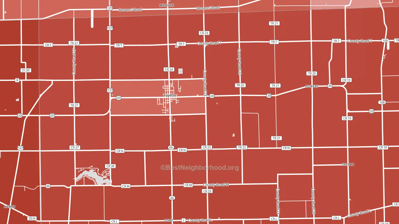 43521, OH block-group political-lean map