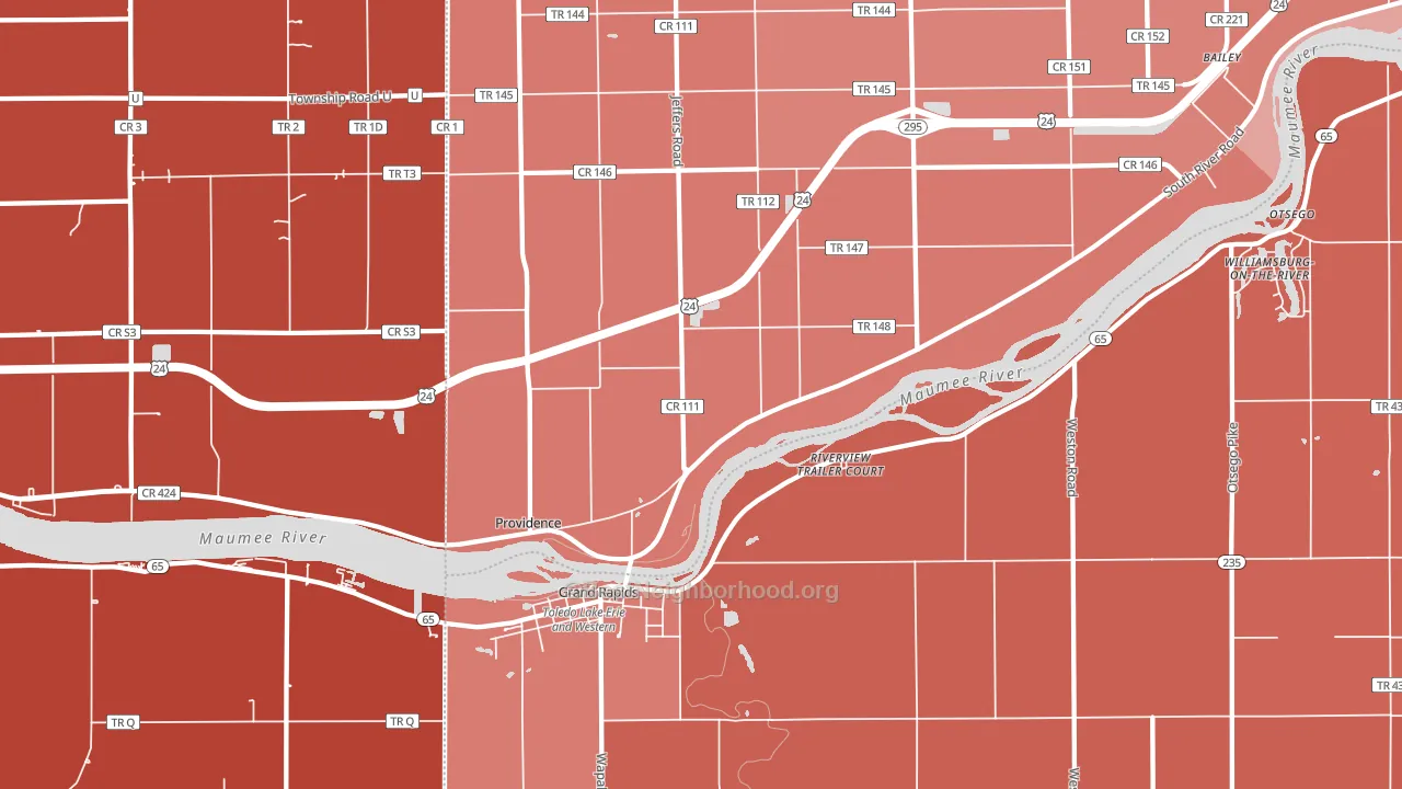 43522, OH block-group political-lean map