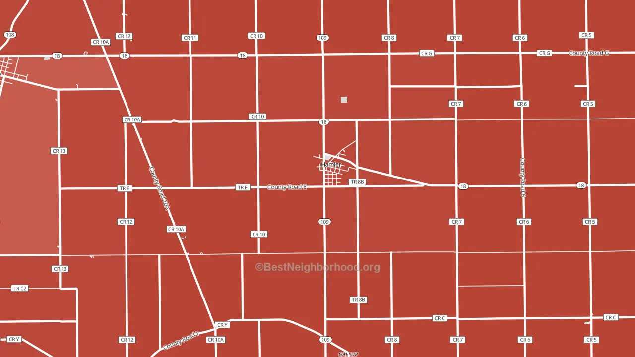 43524, OH block-group political-lean map