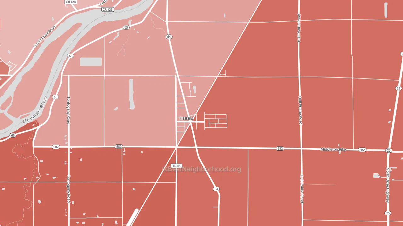 43525, OH block-group political-lean map