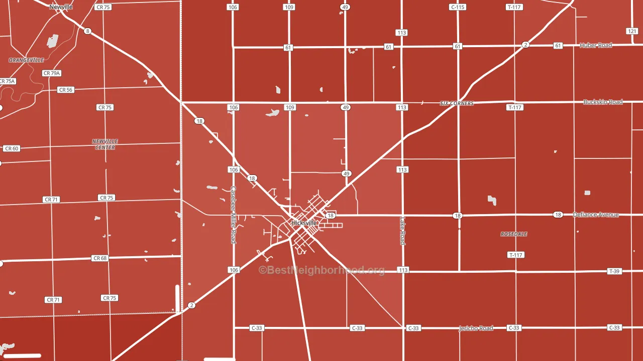 43526, OH block-group political-lean map