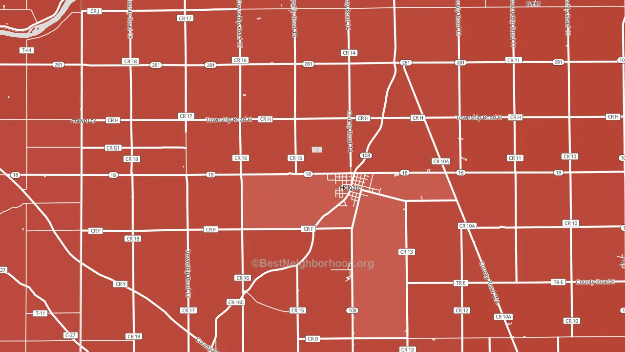 43527, OH block-group political-lean map