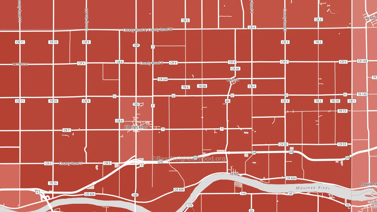 43532, OH block-group political-lean map