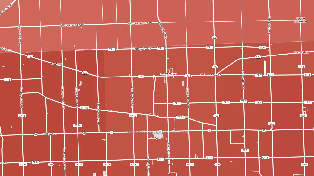 43533, OH block-group political-lean map