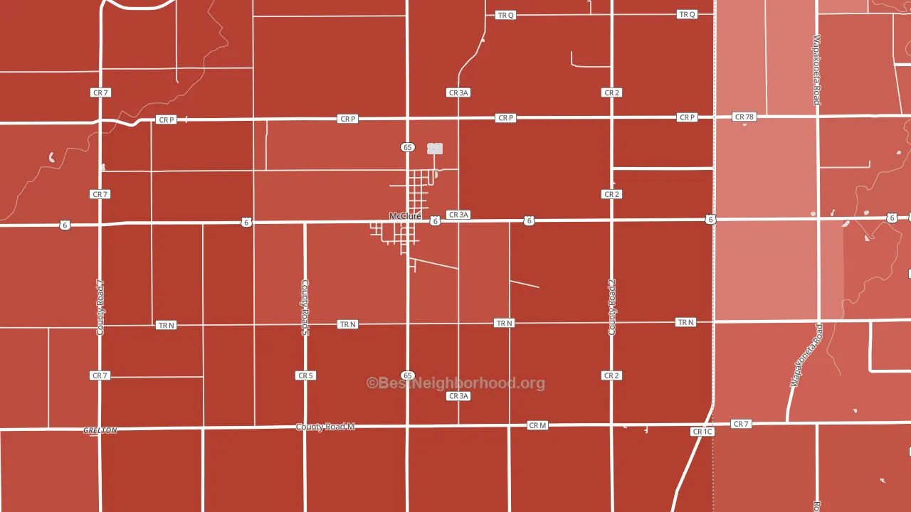 43534, OH block-group political-lean map