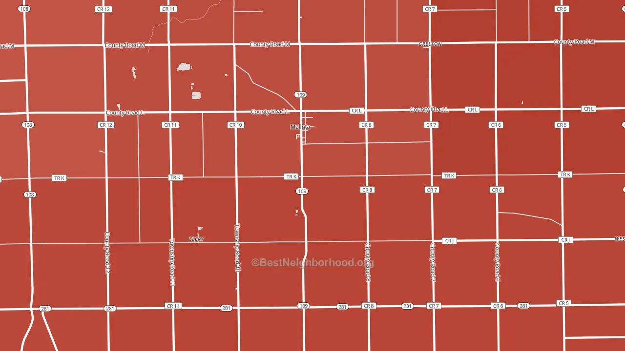 43535, OH block-group political-lean map