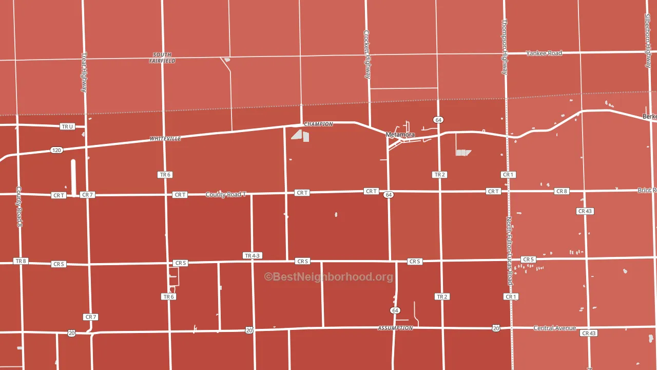 43540, OH block-group political-lean map
