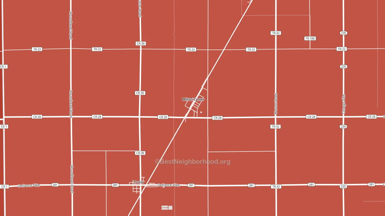 43541, OH block-group political-lean map