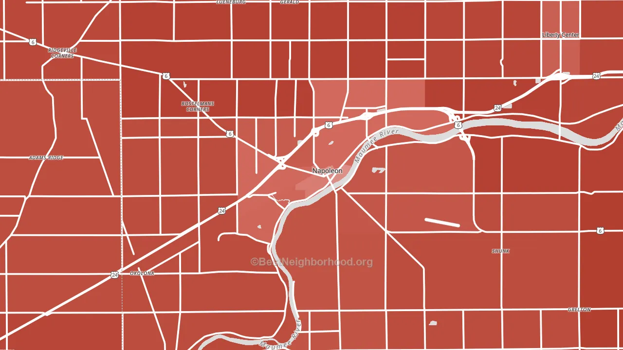 43545, OH block-group political-lean map