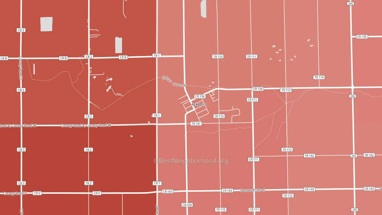 43547, OH block-group political-lean map