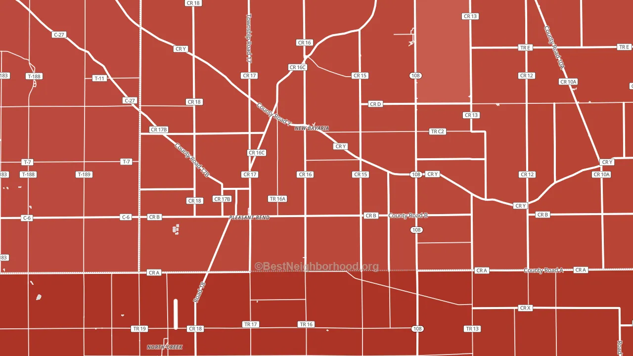 43548, OH block-group political-lean map