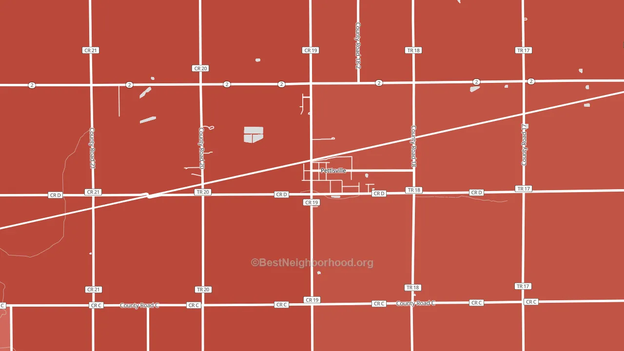 43553, OH block-group political-lean map