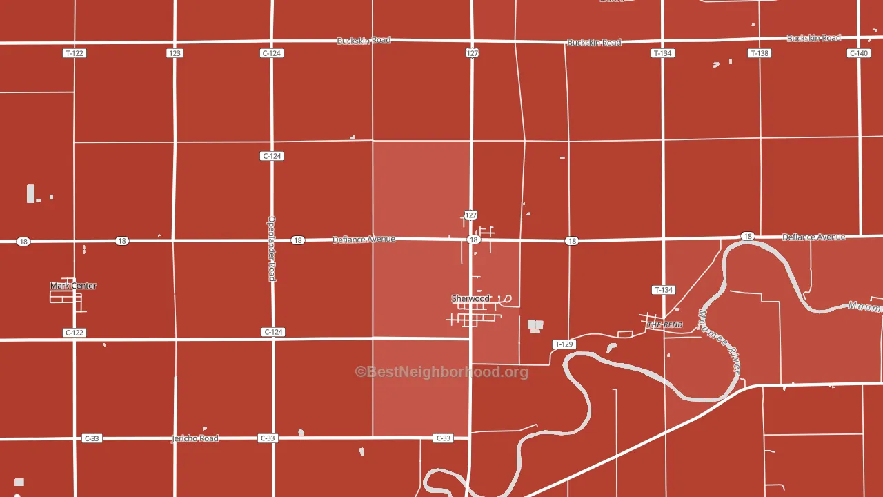 43556, OH block-group political-lean map