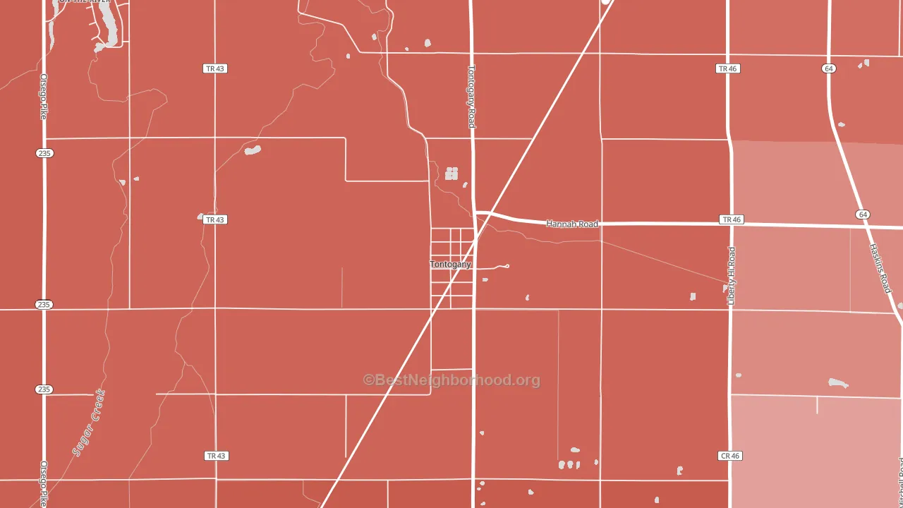 43565, OH block-group political-lean map