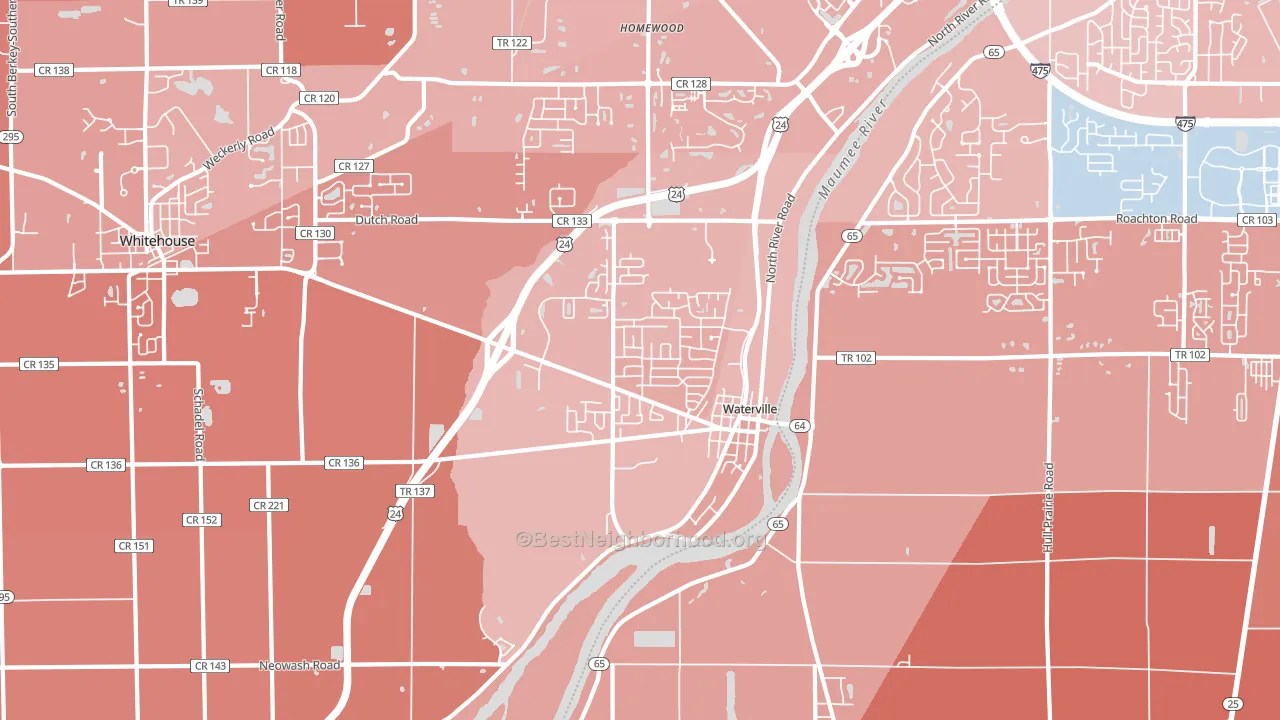 43566, OH block-group political-lean map