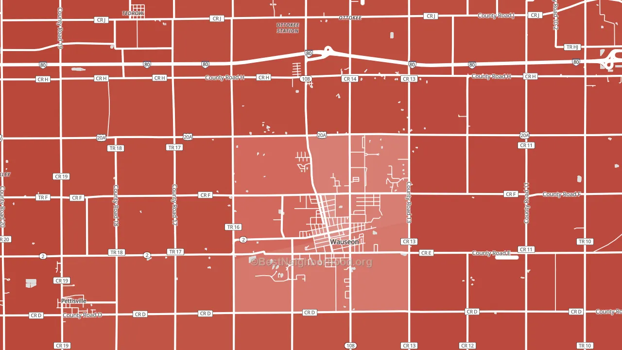 43567, OH block-group political-lean map
