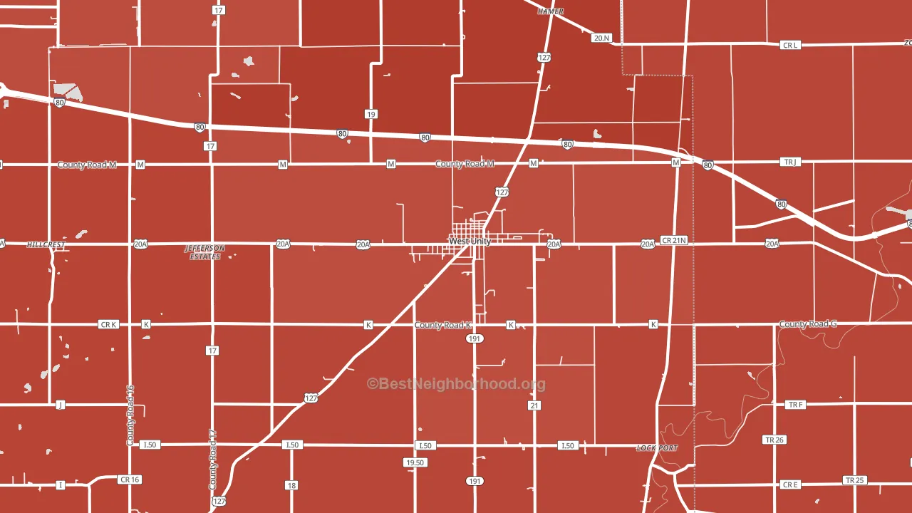 43570, OH block-group political-lean map