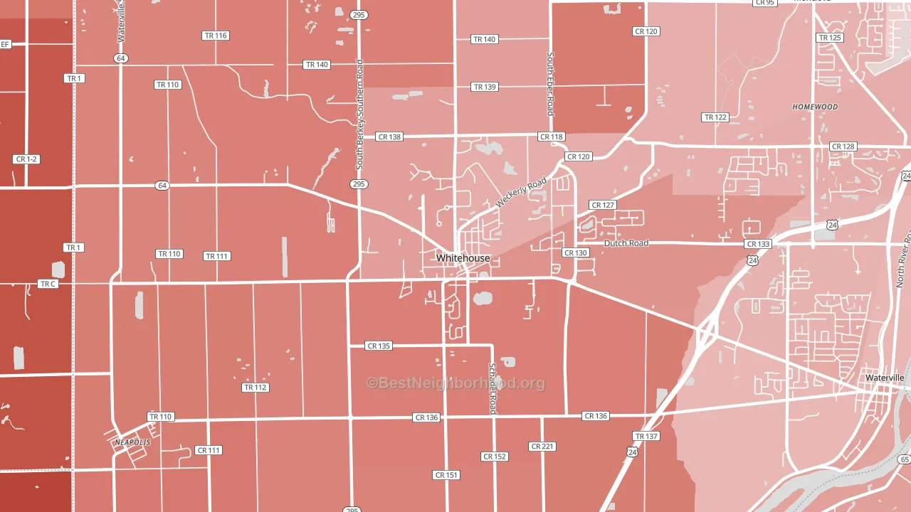 43571, OH block-group political-lean map