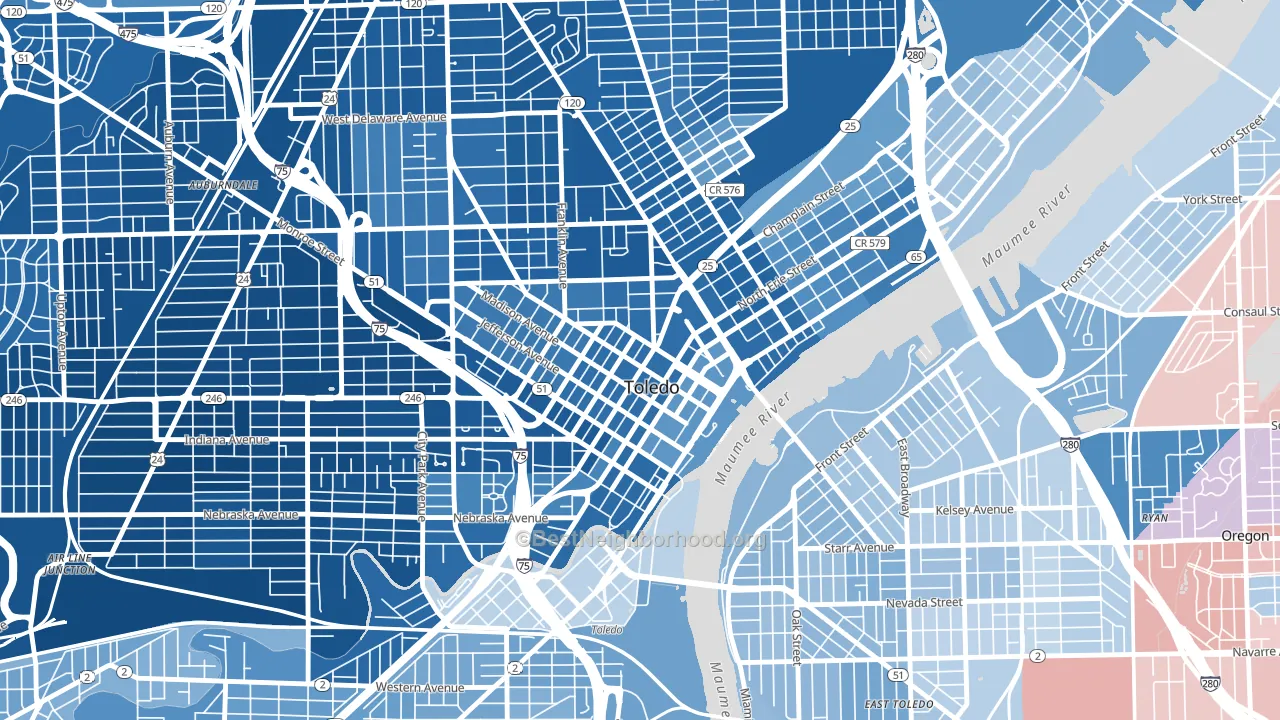 43604, OH block-group political-lean map