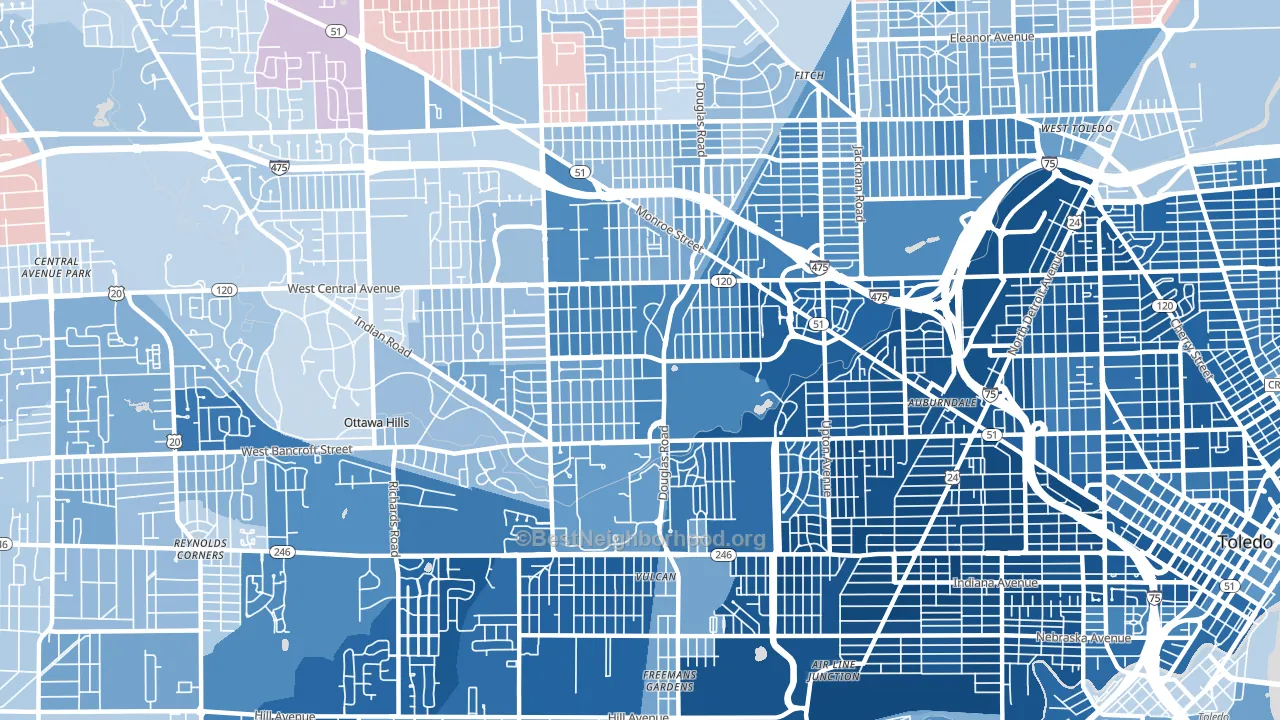 43606, OH block-group political-lean map