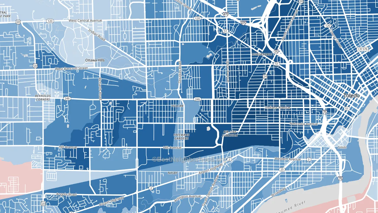43607, OH block-group political-lean map