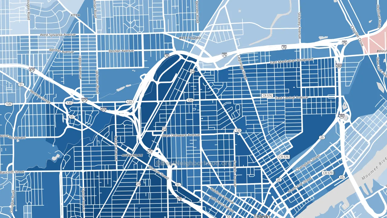 43610, OH block-group political-lean map