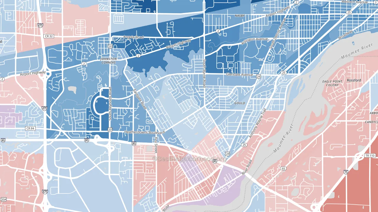 43614, OH block-group political-lean map