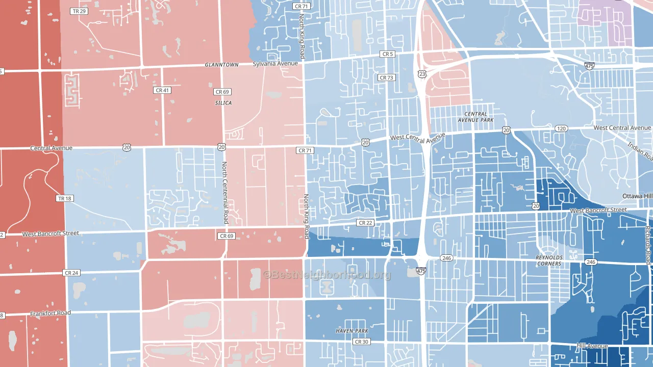 43617, OH block-group political-lean map