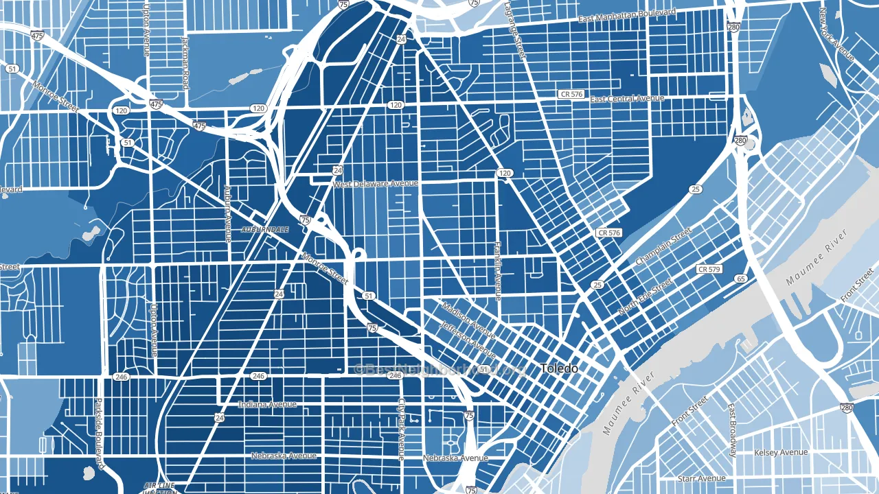 43620, OH block-group political-lean map